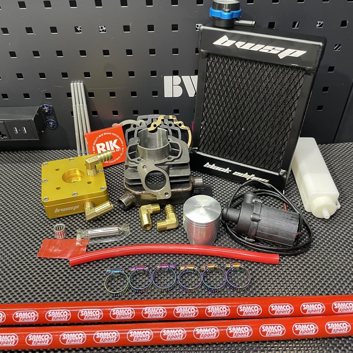 Cylinder kit 55mm for DIO50 53.4mm crankshaft +4.4 long stroke with billet head and radiator