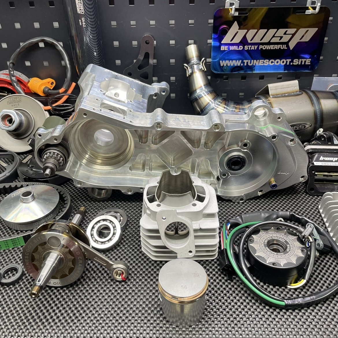 Engine kit 130cc a/c Dio50 with cylinder 56mm air cooling and crankshaft 53mm electric starter billet crankcase - 2