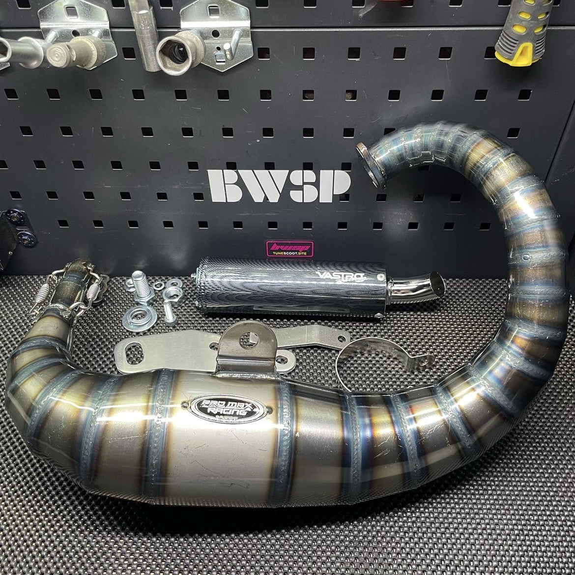 Dio50 snake muffler Vastro over rim exhaust pipe