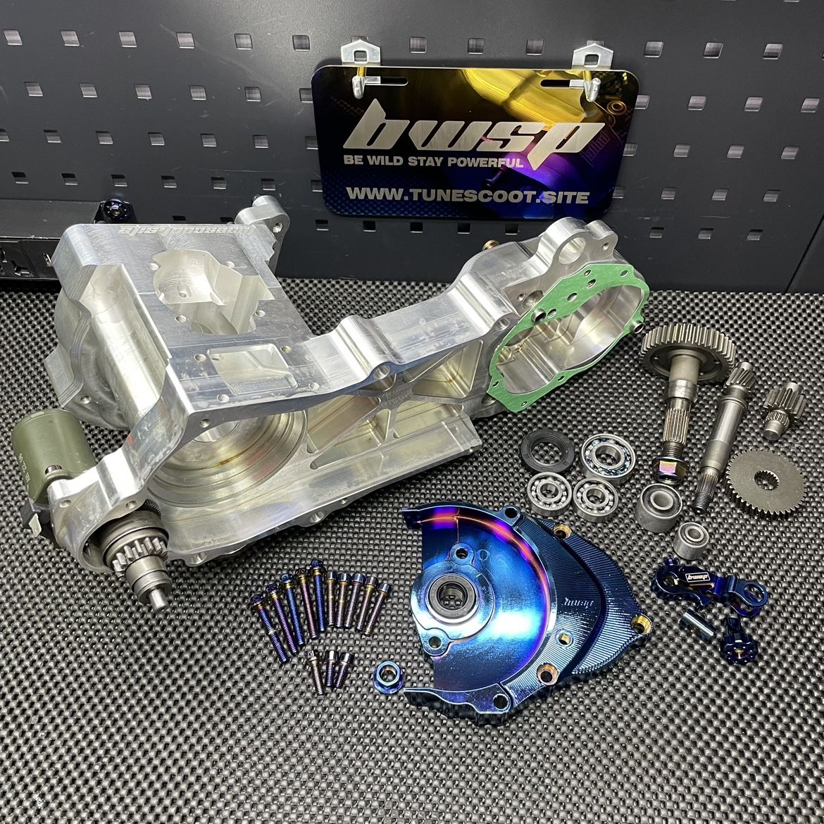 Billet engine case Dio50 Af18 Af27 with electric starter cnc machined for upgrade to 125cc "Bullet" - 2