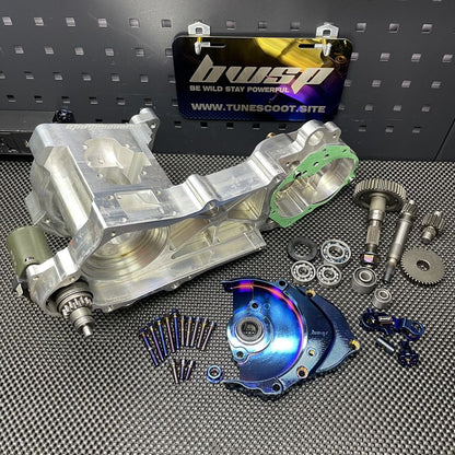 Billet engine case Dio50 Af18 Af27 with electric starter cnc machined for upgrade to 125cc "Bullet" - 2