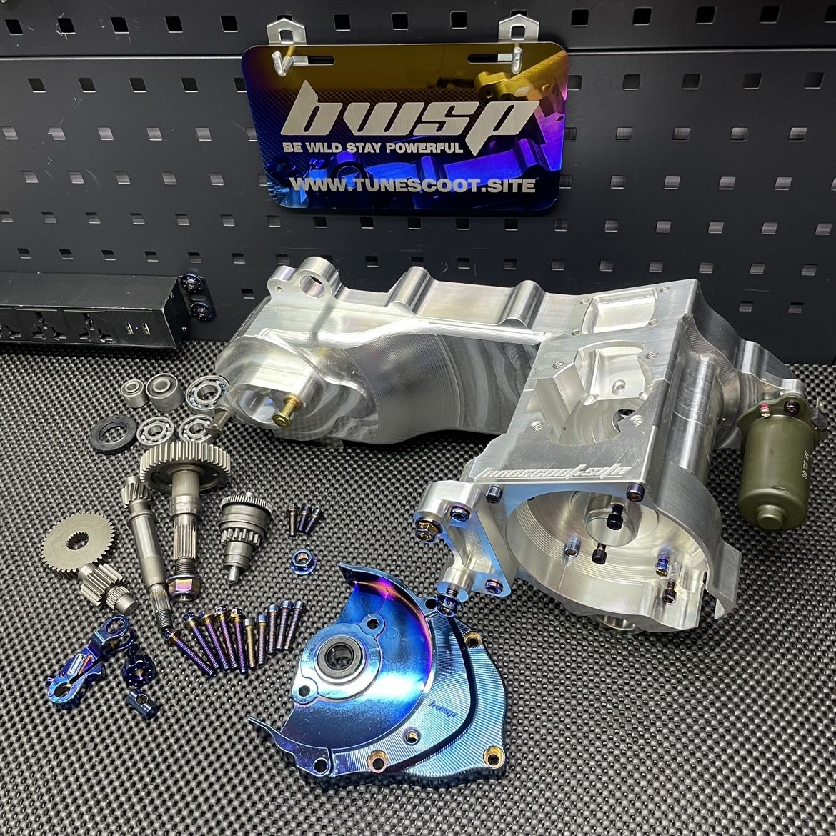 Engine case Dio50 180cc Af18 Af27 billet "Blitz" with electric starter cnc machined - 2