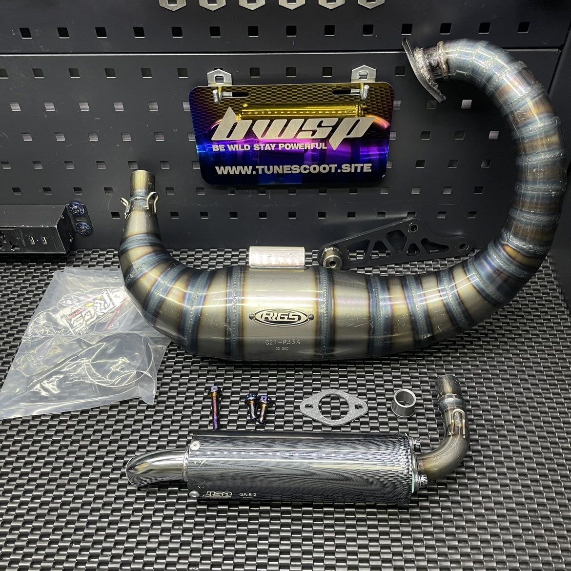 Welded exhaust pipe for Dio50 180cc modified engine "Snake"