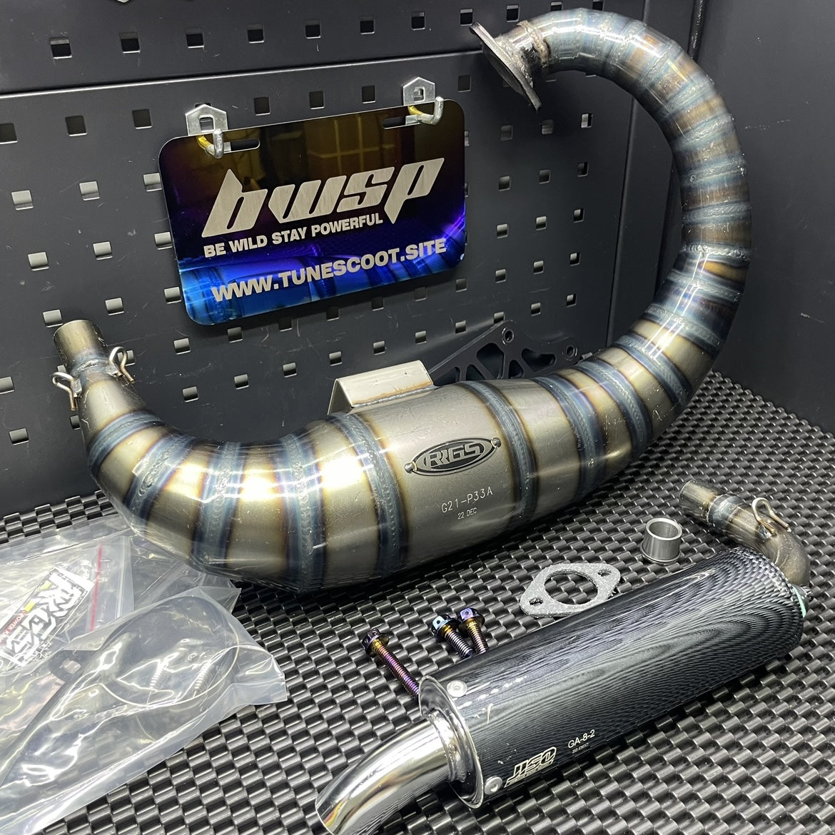 Welded exhaust pipe for Dio50 180cc modified engine "Snake"