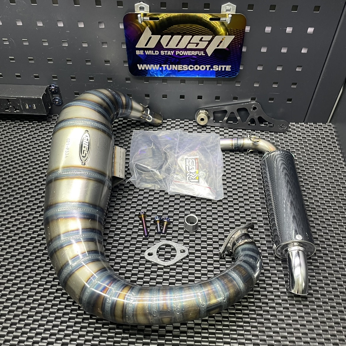 Welded exhaust pipe for Dio50 180cc modified engine "Snake"