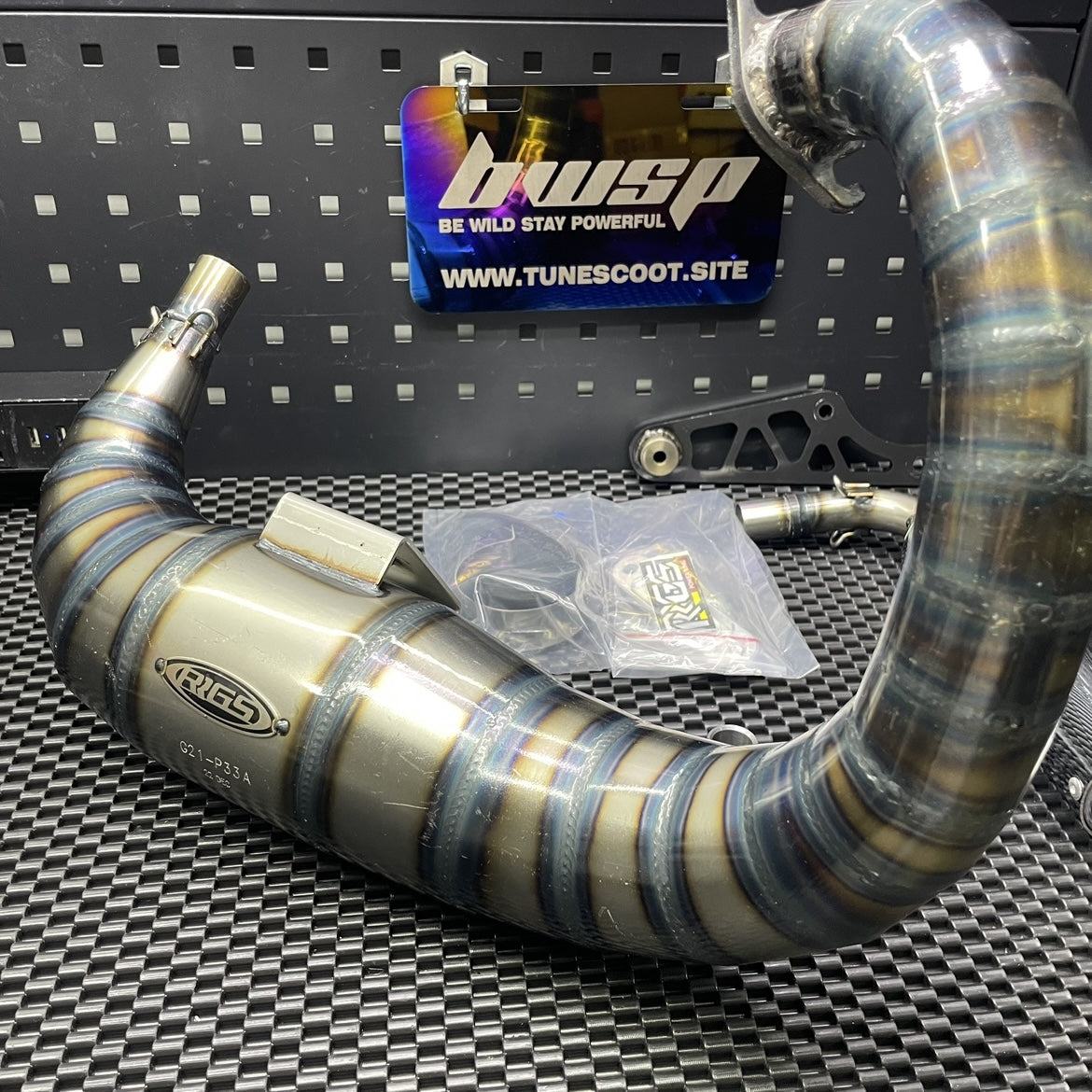 Welded exhaust pipe for Dio50 180cc modified engine "Snake"