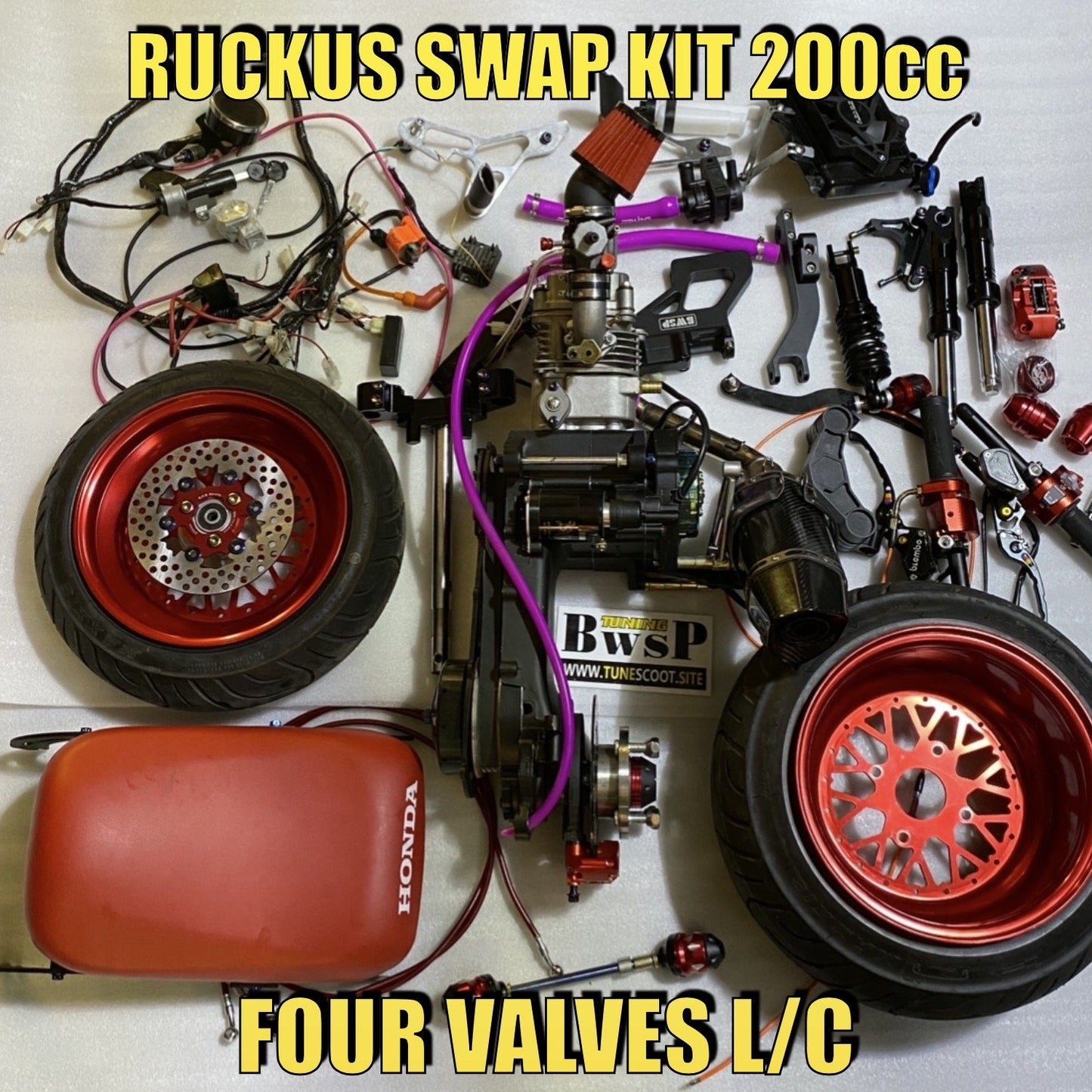 Ruckus swap kit with Gy6 200cc engine l-c four valves full set for swap stock Honda RUCKUS