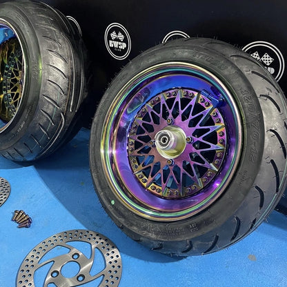 Wheels set for Ruckus GY6-150 with billet mesh rims front and rear disk brake hubs - 7